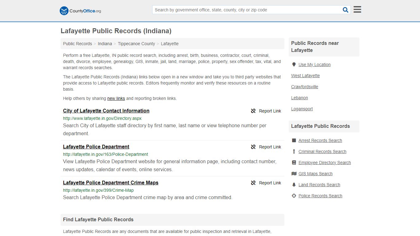 Public Records - Lafayette, IN (Business, Criminal, GIS, Property ...